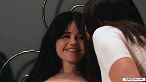 asian shemale kasey kei laps at tied latin girlfriend's plugged ass