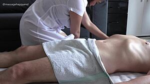 perfect asian oiled massage leads to huge cum explosion handjob