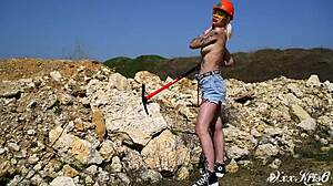 Doggystyle Public Fuck: Big Boobs Tattoo Girl Juicy Pussy, Cum on Ass, Blowjob Cleanup Creampie