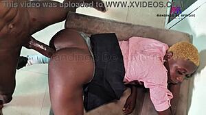 Petite ebony whore's creamy wet pussy creampied by monster BBC