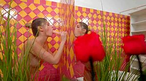 Blonde babe rams huge anal dildo solo bathroom wet orgasm squirt.