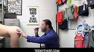 Teenythief: Officer JACK VEGAS tells PETITE 18+ shoplifter CHARLY SUMMER she goes free after POV office suck and fuck for her boyfriend