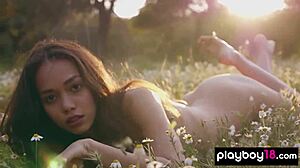 Petite filipina kit rysha strips skinny tits pussy outdoors for playboy