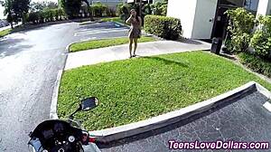 Teen amateur endures hardcore pov blowjob ending in messy outdoor cum facial