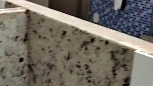 Public Toilet Solo Handjob with Small Cock Masturbation Thrill