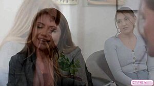 lesbian beauty fingers and licks busty client's dripping wet pussy