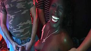 african babe stretched in double anal gangbang bukkake party