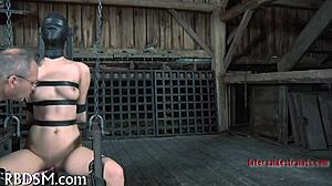 salacious bdsm slut bound and dominated rough until her pussy drips wet