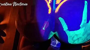 uv lights glow as i fuck wild slim tanned neighbor