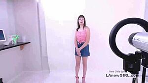 Cute brunette fucked hard during sofa audition