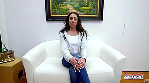 Exotic brunette Mercedez sucks monster cock, pussy pounded hard