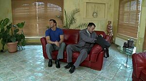 wanna watch brunette milf's gaping asshole in threesome?