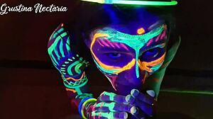 uv lights glow as i fuck wild slim tanned neighbor