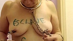 French maid slave chains herself in toilet for humiliating dildo orgasm session 2025