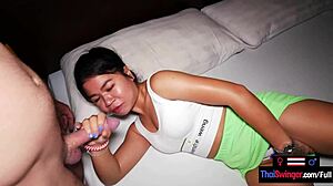 Thai Teen 18+ Sucks Big Cock Then Rides It Wet!