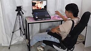 technician spies my videos so i taste his huge cock... colombian katty blake rides creampie wild