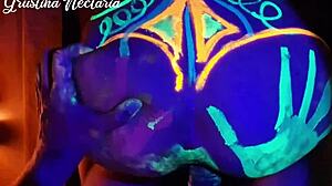 uv lights glow as i fuck wild slim tanned neighbor