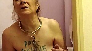 French maid slave chains herself in toilet for humiliating dildo orgasm session 2025