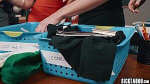 three horny milf teachers lick pussies and slam dildos in rough group