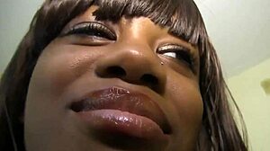 Petite chocolate ghetto girl sucks monster bbc clothes ripped fucked hard