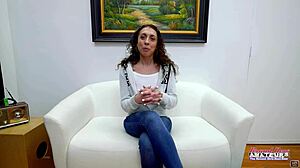 Exotic brunette Mercedez sucks monster cock, pussy pounded hard