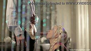 German maid blows master's cock so good she swallows every drop 😋💦 handjob cumshot heaven!