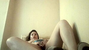 Ginger Paris fingers fat pussy to horny orgasm