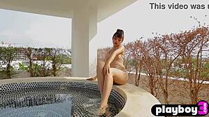 i couldn't stop staring at this petite asian model's natural small tits outdoors... so tempting to touch