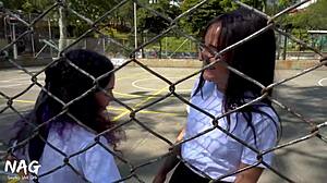 hot college latina students skip class for lesbian scissoring and strapon fucking