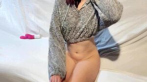 wanna see this teen slut cum hard with dildo?