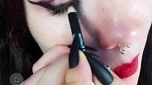 hot brunette backstage flashing dirty tongue and piercings