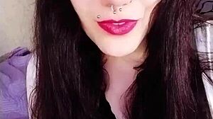 hot brunette backstage flashing dirty tongue and piercings