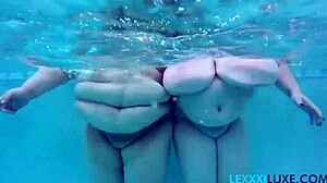 lexxxi luxe and bbw buddy frolic underwater in pool