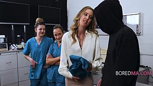 boss milf gets surprised fuck by stranger while working late