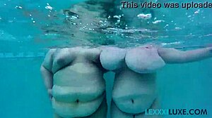 lexxxi luxe and bbw buddy frolic underwater in pool