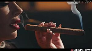 milf with massive tits strokes smokes blows huge cigar cock