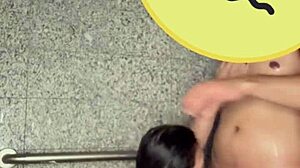 wow sexy asian chokes on cock then takes shower doggystyle pounding