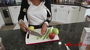 Ebony Stepsis Teases Boner with Lick and Care