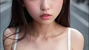 Ai generated image shows sexy woman in alluring pose outdoors