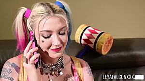 Horny Blonde Leya Falcon's Cunt Cum-Pels You Into Dirty Lesbian Toy Party Action!