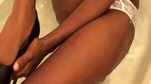Sexy Ebony Teen Tristina Millz Fingers Pussy in Stockings