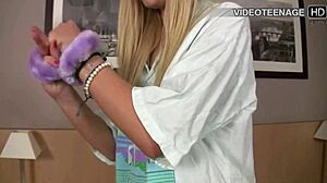 Shy French blonde Vicky's first nervous porn casting