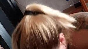 blonde slut tattoos crave homemade deepthroat cock to throat bottom