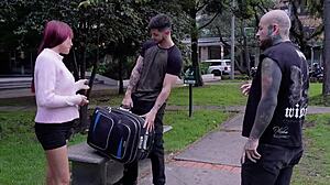 Hot Latina's Juicy Pussy Eaten by Two Horny Neighbors Felipe Skull!