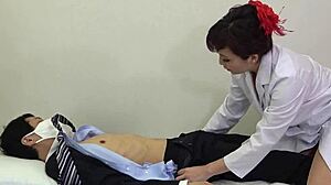 Nympho Japanese teacher fingers her asshole then pegs with strapon