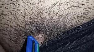 Curious wife milf teases her fat pussy solo