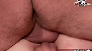 Skinny British tattoo slut takes double anal penetration in wild MMF threesome group fuck!