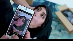 jezebeth's hijab hides step sister's naughty play with brother's toy