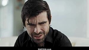 julia robbie takes derrick pierce deep in bedroom swinging fuckfest!