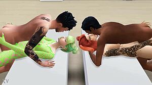 guys hire two sexy tattooed lingerie babes missionary game orgasms